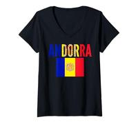 Femme Drapeau d'Andorre Couleurs Pride Country Support T-Shirt avec Col en V