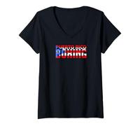 Femme Drapeau de Boxe Porto Rico T-Shirt avec Col en V