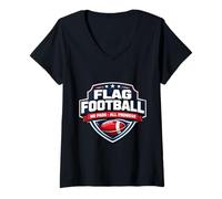 Femme Drapeau de Football No Pads All Prowess Citation Phrase T-Shirt avec Col en V
