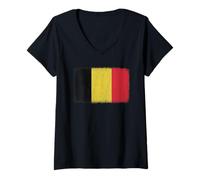 Femme Drapeau de la Belgique pour hommes, femmes, enfants T-Shirt avec Col en V