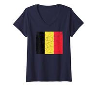 Femme Drapeau de la Belgique pour hommes, femmes, enfants T-Shirt avec Col en V