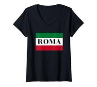 Femme Drapeau de la boîte Roma Italie T-Shirt avec Col en V