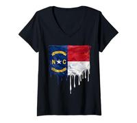Femme Drapeau de la Caroline du Nord T-Shirt avec Col en V