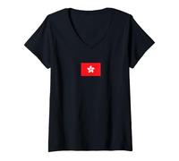 Femme Drapeau de la Chine de Hong Kong T-Shirt avec Col en V