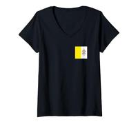 Femme Drapeau de la Cité du Vatican T-Shirt avec Col en V
