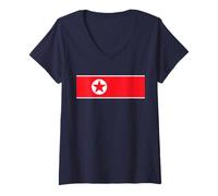 Femme Drapeau de la Corée du Nord DPRK Pyongyang T-Shirt avec Col en V