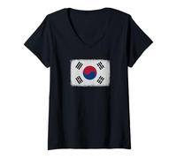Femme Drapeau de la Corée du Sud pour hommes, femmes, enfants T-Shirt avec Col en V
