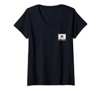 Femme Drapeau de la Corée du Sud Symbole Rok T-Shirt avec Col en V