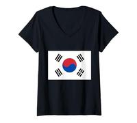 Femme Drapeau de la Corée du Sud T-Shirt avec Col en V