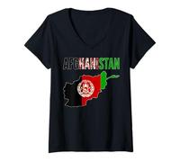 Femme Drapeau de la fierté Nationale de l'Afghanistan T-Shirt avec Col en V