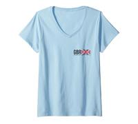 Femme Drapeau de la Grande-Bretagne Union Jack T-Shirt avec Col en V