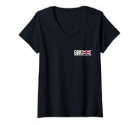 Femme Drapeau de la Grande-Bretagne Union Jack T-Shirt avec Col en V