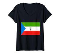 Femme Drapeau de la Guinée Equatoriale T-Shirt avec Col en V