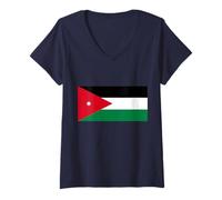 Femme Drapeau de la Jordanie Proud Patriote jordanien Souvenir Patriotique T-Shirt avec Col en V