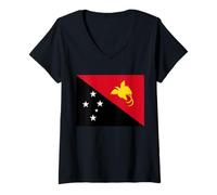 Femme Drapeau de la Papouasie-Nouvelle-Guinée T-Shirt avec Col en V