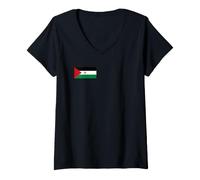 Femme Drapeau de la République Arabe sahraouie démocratique T-Shirt avec Col en V