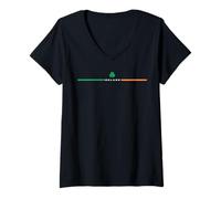 Femme Drapeau de la République d'Irlande Vintage Shamrock Irish Heritage T-Shirt avec Col en V