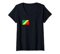 Femme Drapeau de la République du Congo T-Shirt avec Col en V