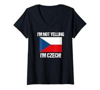 Femme Drapeau de la République tchèque « I'm Not Yelling » T-Shirt avec Col en V