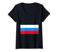 Femme Drapeau de la Russie de 1991 à 1993 T-Shirt avec Col en V