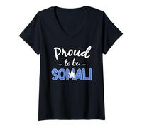 Femme Drapeau de la Somalie avec Inscription « Proud to Be Somali Pride » T-Shirt avec Col en V