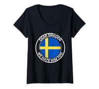 Femme Drapeau de la Suède Groenland n'est Pas à Vendre Design suédois T-Shirt avec Col en V