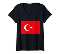 Femme Drapeau de la Turquie T-Shirt avec Col en V