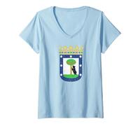 Femme Drapeau de la Ville de Madrid Espagne T-Shirt avec Col en V