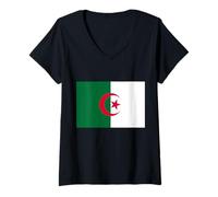 Femme Drapeau de l'Algérie T-Shirt avec Col en V