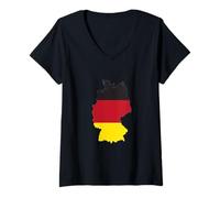 Femme Drapeau de l'Allemagne - Drapeau Allemand sous la Forme d'une Carte T-Shirt avec Col en V