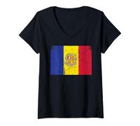 Femme Drapeau de l'Andorre pour hommes, femmes, enfants T-Shirt avec Col en V