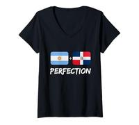 Femme Drapeau de l'Argentine Plus Dominicaine Perfection Heritage T-Shirt avec Col en V