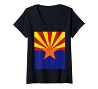 Femme Drapeau de l'Arizona, cœur Fier, Patrimoine, fierté de l'État T-Shirt avec Col en V