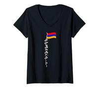 Femme Drapeau de l'Arménie Arménien avec Inscription en Forme de cœur pour Le Jour de l'indépendance T-Shirt avec Col en V
