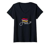 Femme Drapeau de l'Arménie Gratuit - Art de la liberté arménienne T-Shirt avec Col en V