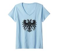 Femme Drapeau de l'empire Romain Saint Aigle à Double tête T-Shirt avec Col en V