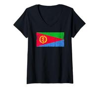 Femme Drapeau de l'Érythrée pour Hommes, Femmes, Enfants T-Shirt avec Col en V
