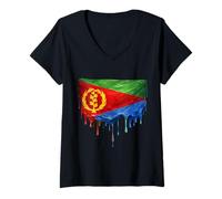 Femme Drapeau de l'Érythrée T-Shirt avec Col en V