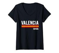 Femme Drapeau de l'Espagne Valence Souvenirs Hommes Femmes Garçons España T-Shirt avec Col en V