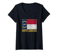 Femme Drapeau de l'État de la Caroline du Nord T-Shirt avec Col en V