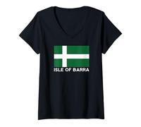 Femme Drapeau de l'île de Barra Îles Britanniques Mer Écosse Pays de Galles Irlande T-Shirt avec Col en V