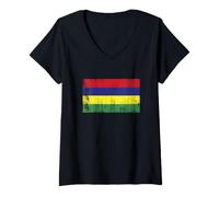 Femme Drapeau de l'Ile Maurice rétro T-Shirt avec Col en V
