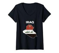 Femme Drapeau de l'Irak, IRQ Bagdad Home, Iraqi Pride, I Love Iraq T-Shirt avec Col en V