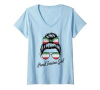 Femme Drapeau de l'Iran pour Fille iranienne T-Shirt avec Col en V