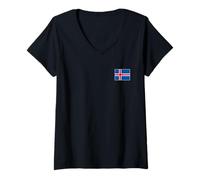 Femme Drapeau de l'Islande Croix nordique scandinave ReYKJAVIK T-Shirt avec Col en V