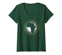 Femme Drapeau de l'Union Africaine T-Shirt avec Col en V