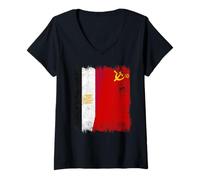Femme Drapeau de l'Union soviétique Egypte Patrimoine CCCP T-Shirt avec Col en V