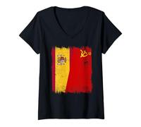 Femme Drapeau de l'Union soviétique Espagne CCCP Espagne URSS Heritage T-Shirt avec Col en V