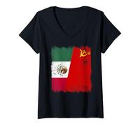 Femme Drapeau de l'Union soviétique Mexique Patrimoine CCCP T-Shirt avec Col en V