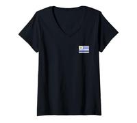 Femme Drapeau de l'URUGUAY Bannière URUGUAYENNE Symbole Sol DE Mayo T-Shirt avec Col en V